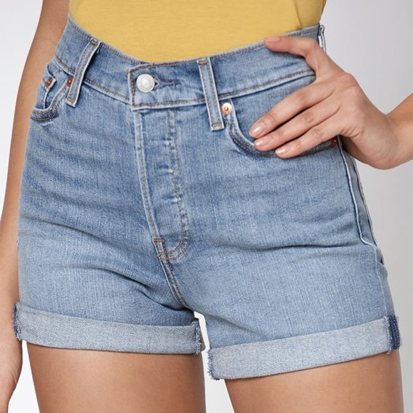 Levi's Pants - Levi's Wedgie High-Rise Denim Shorts - Blue